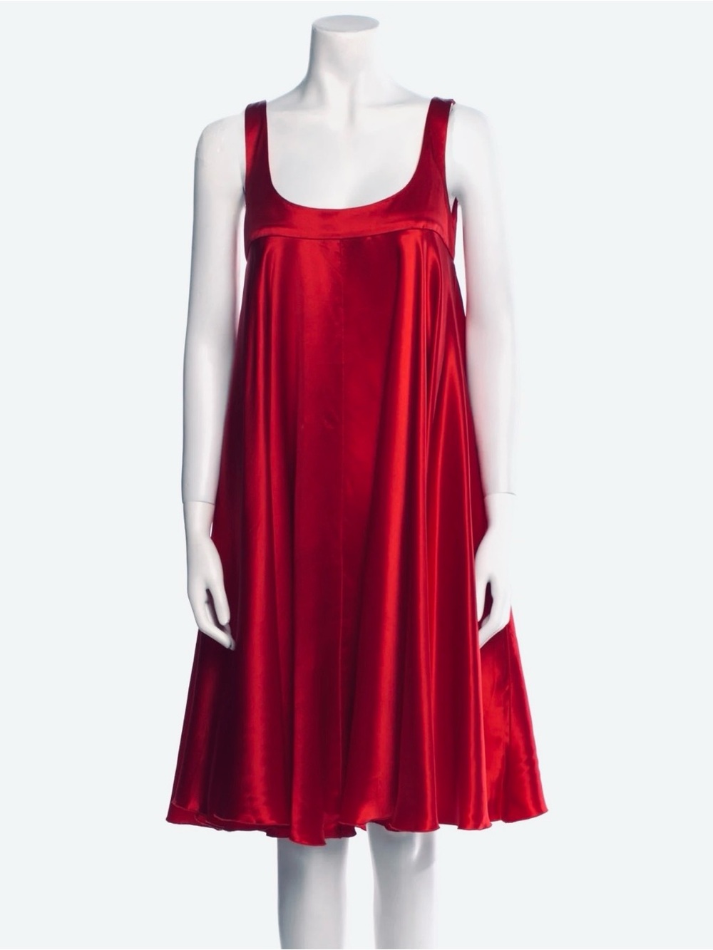 NEW YORK & CO DEEP Red Satin Sleeveless Swing dress Sz 10